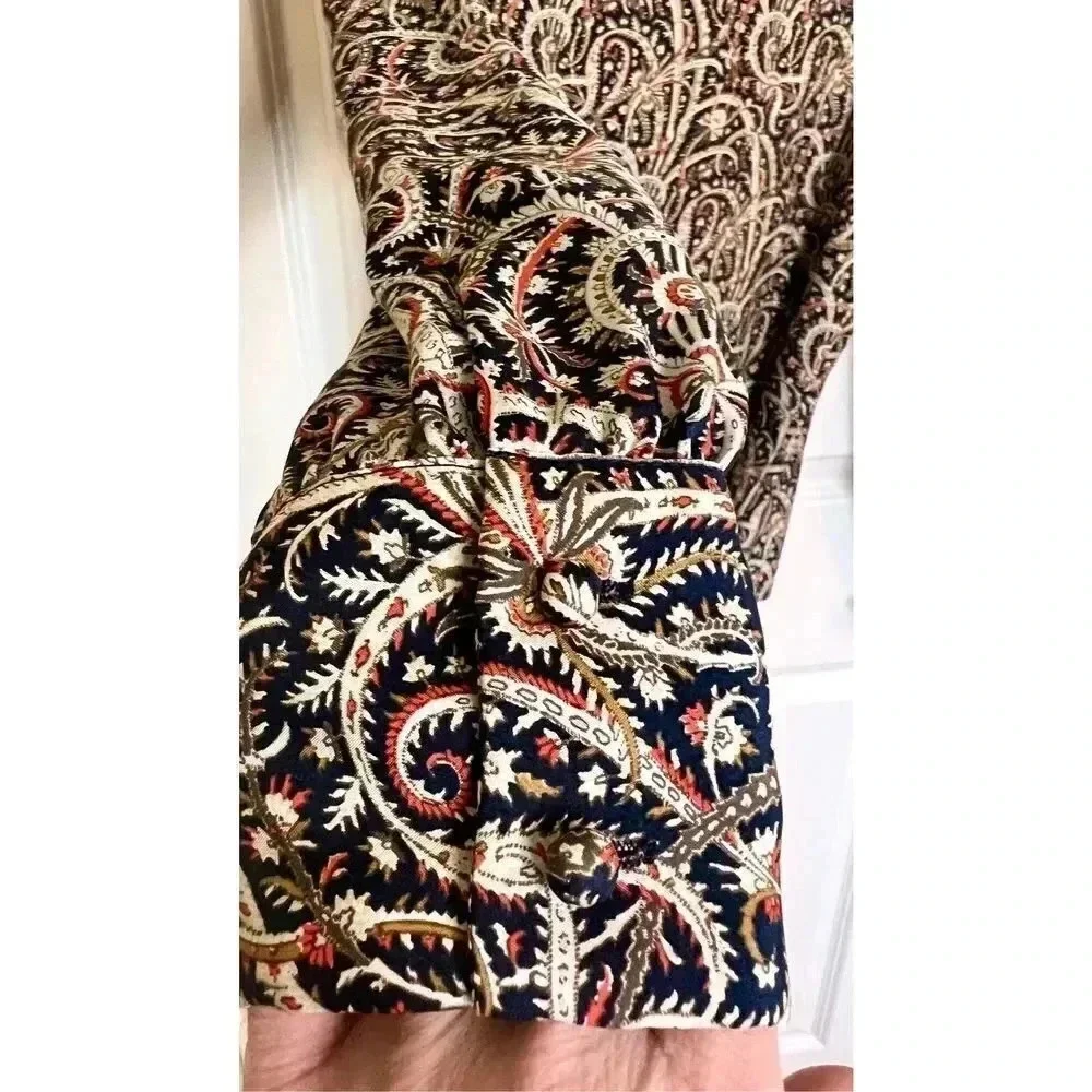 J.‎ Crew Women’s Size 0 Paisley Long Sleeve Blouse Shirt Keyhole Back